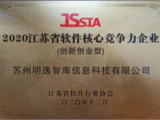 明逸智庫入選2020江蘇省軟件核心競爭力(創新創業型)企業名單